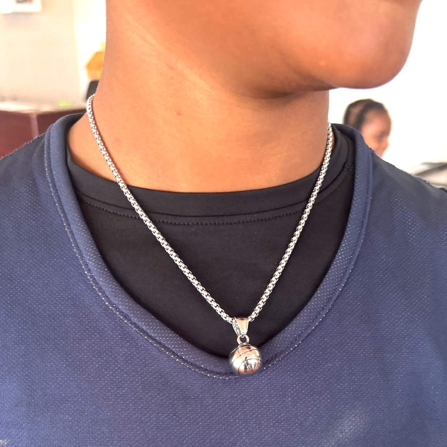 3D Basketball Pendant and Chain Necklace - Sportzzheads