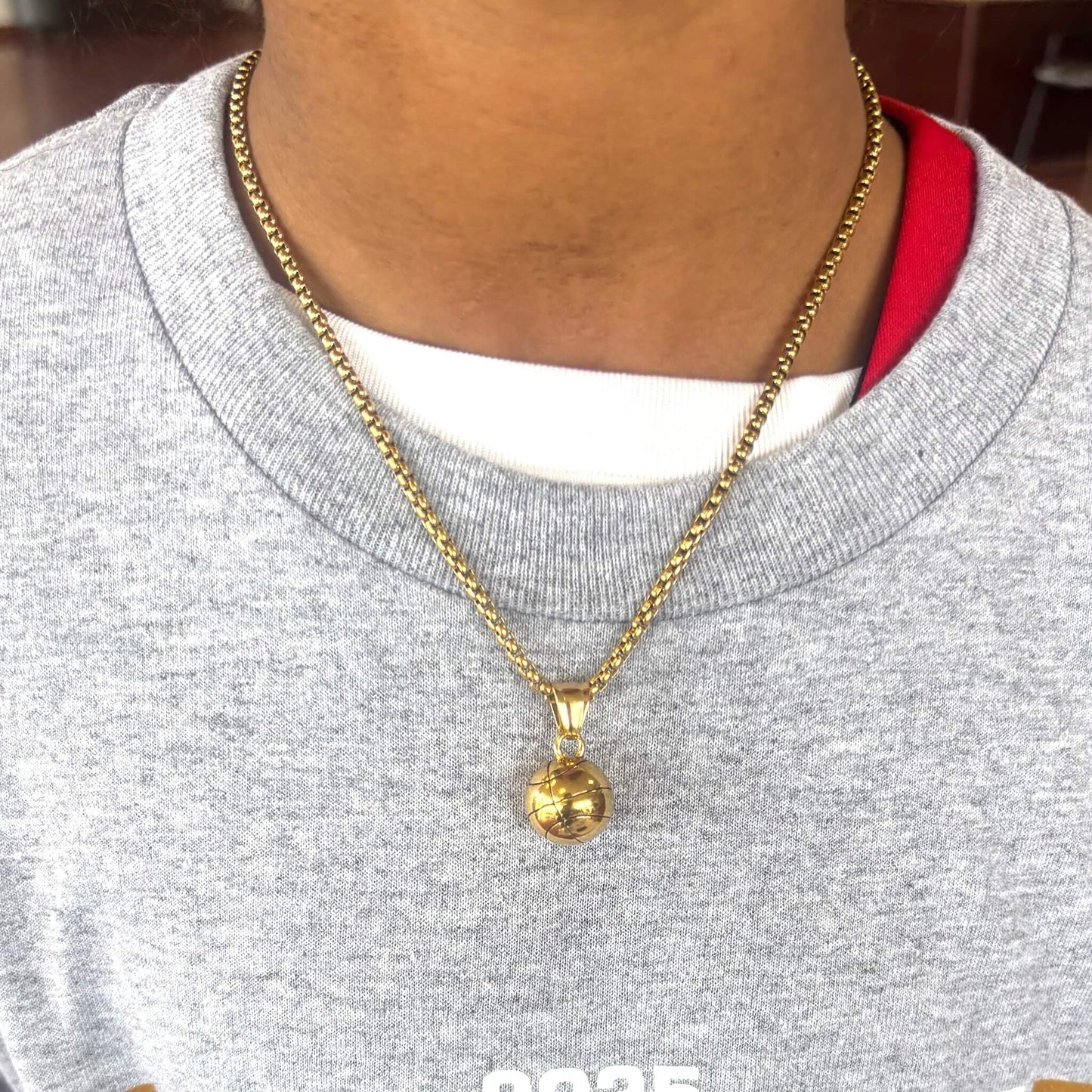 3D Basketball Pendant and Chain Necklace - Sportzzheads