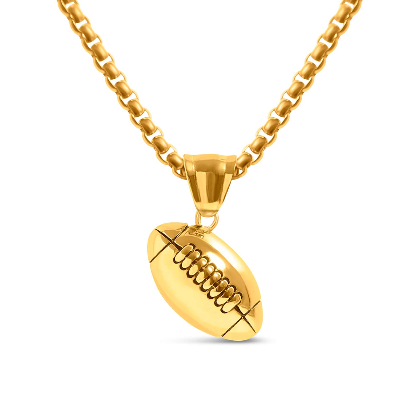 Gold plated 3D football pendant with 316L stainless steel chain necklace for football lovers