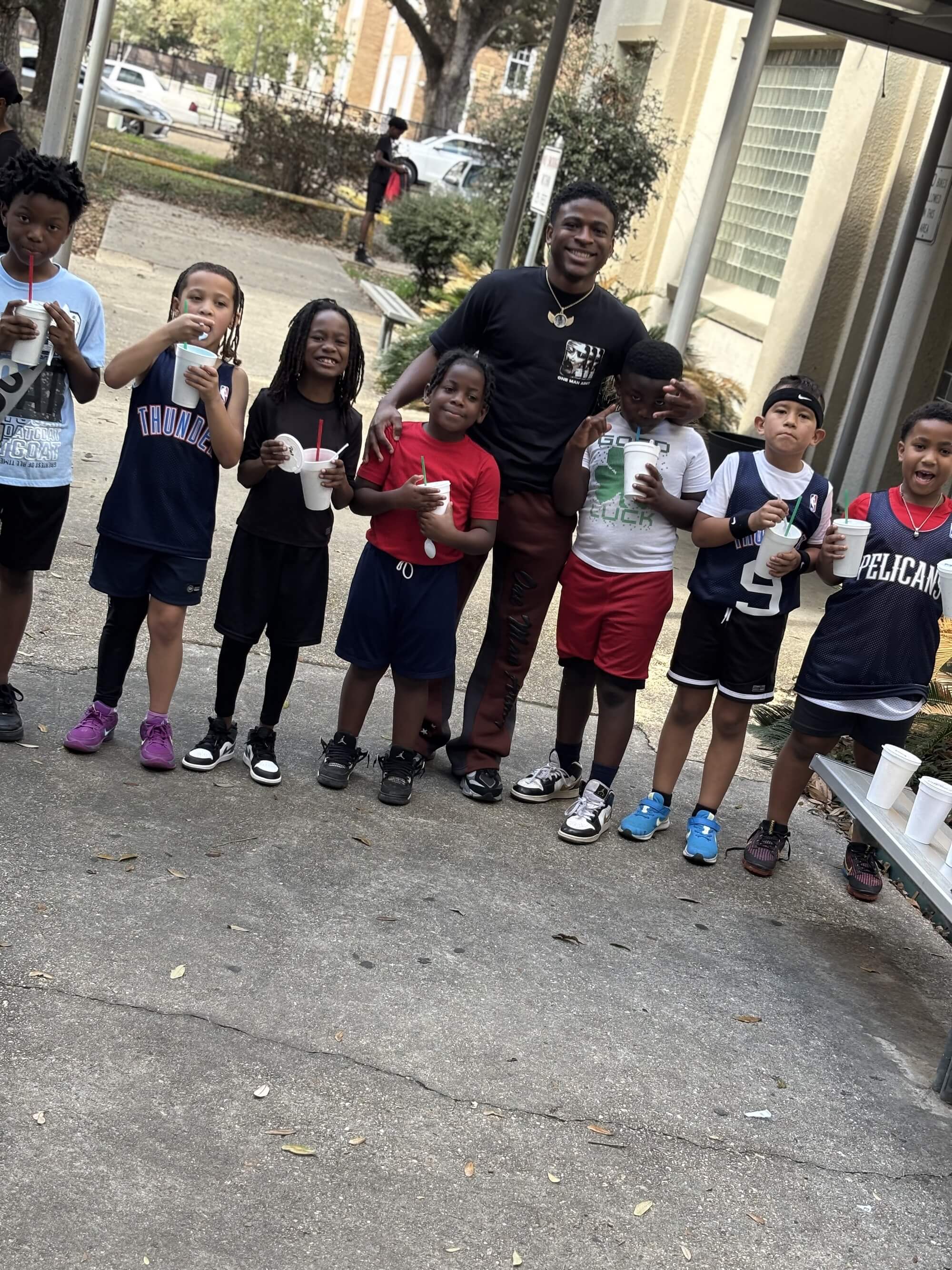 Jadon Johnson with his basketball team