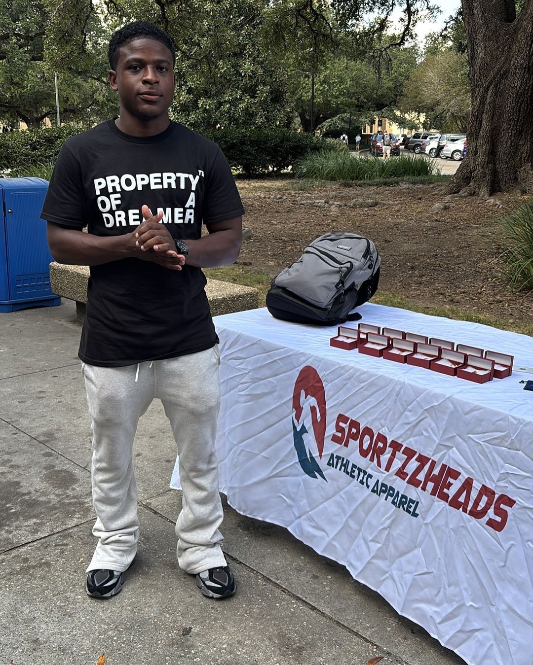 Jadon Johnson with Sportzzheads Stand