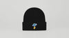 Black beanie with 'World is Yours' text on a white background