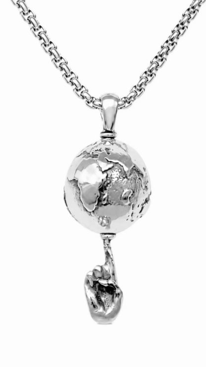 Colgante y collar de cadena con forma de globo giratorio en el dedo con diseño de baloncesto
