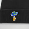 Black beanie with 'World is Yours' text on a white background