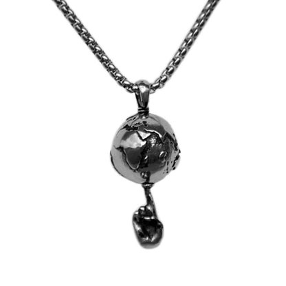 Spinning Globe on Finger Basketball Pendant and Chain Necklace - Sportzzheads