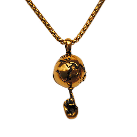 Spinning Globe on Finger Basketball Pendant and Chain Necklace - Sportzzheads