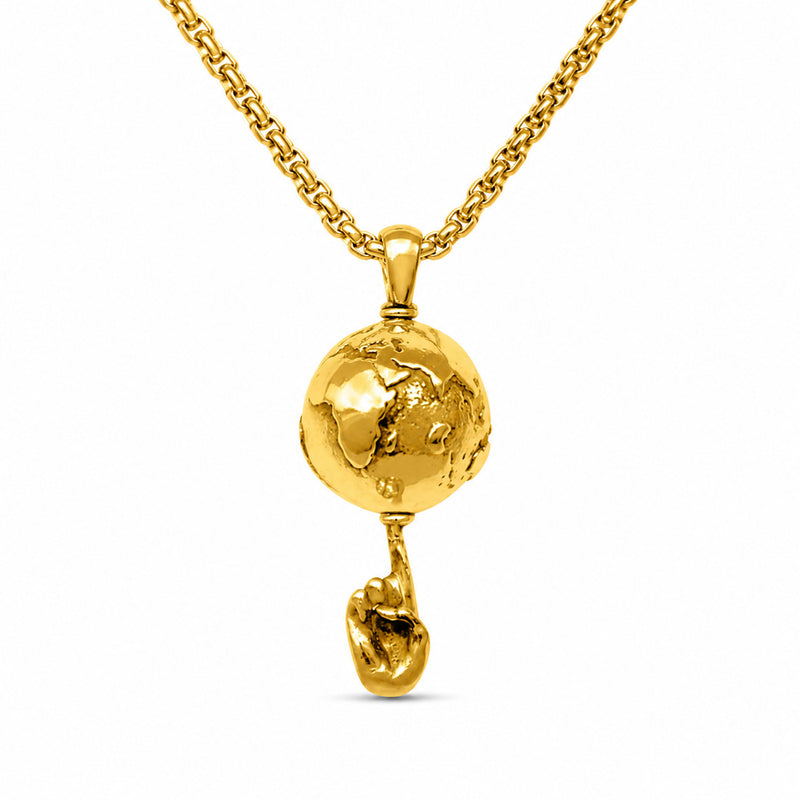 Spinning Globe on Finger Basketball Pendant and Chain Necklace